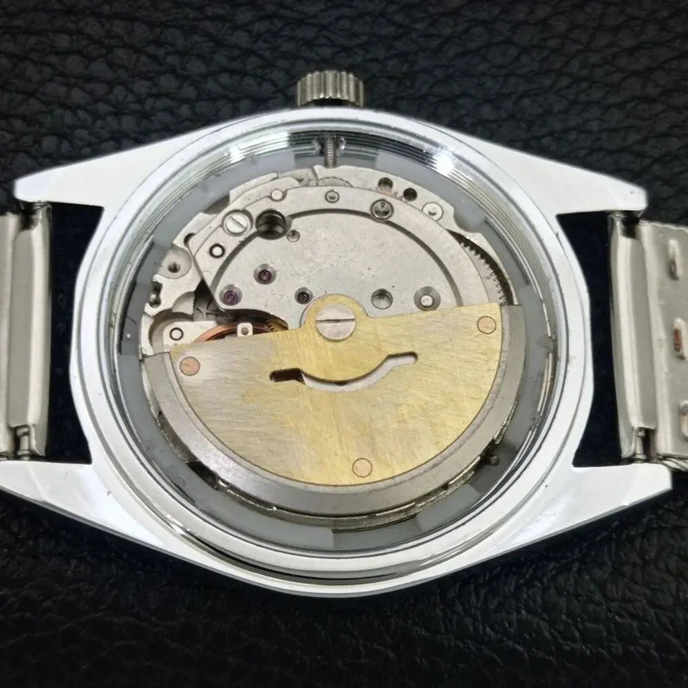 Vintage 1989 Citizen Automatic Mens Silver Watch W/daydate & Blue accents